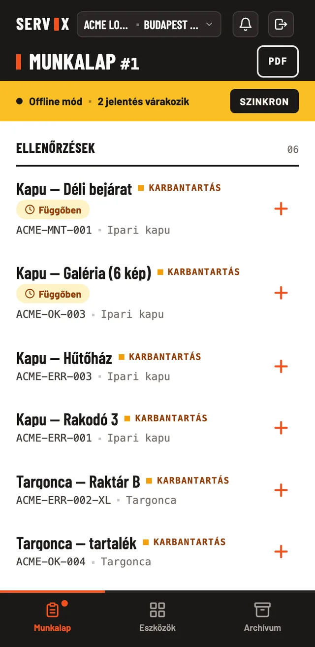 Servix offline mód két sorban álló jelentéssel
